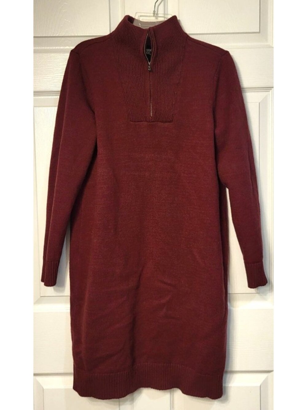 Land's End Women's Cozy Lofty Quarter-Zip Sweater Dress M Winter Comfort